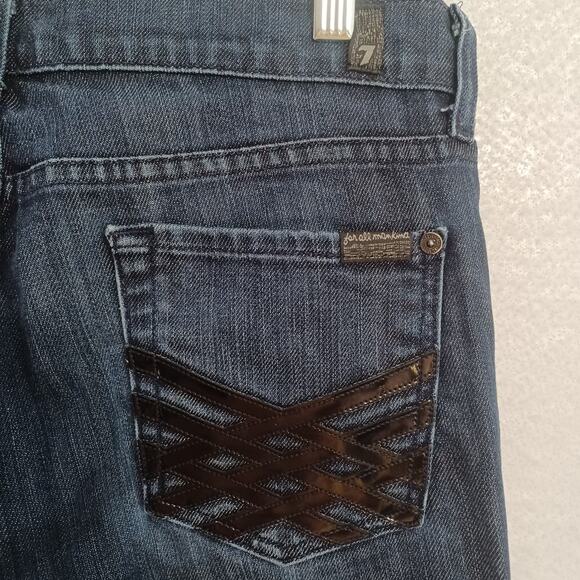 7 for all Mankind DOJO Jeans Size 29 Mercer Lattice Pockets Dark Wash Flare EUC - Picture 6 of 12